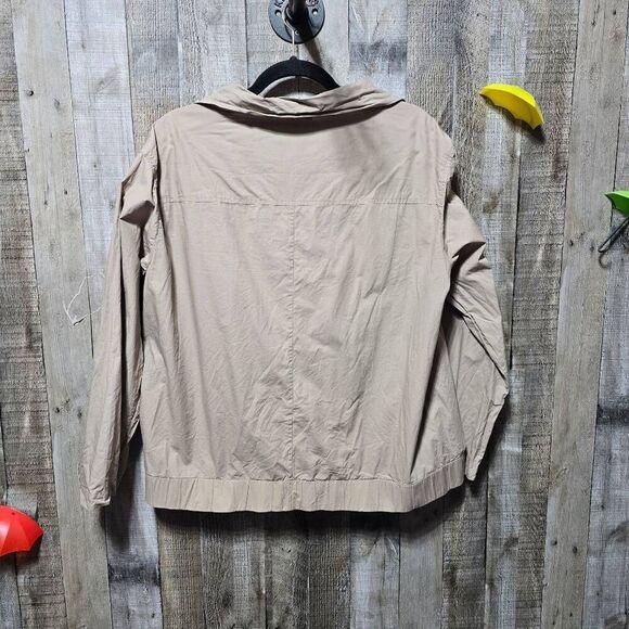 Lafayette 148 Wide Collar Bomber  Jacket Snap Closure Beige Size M - Picture 4 of 5
